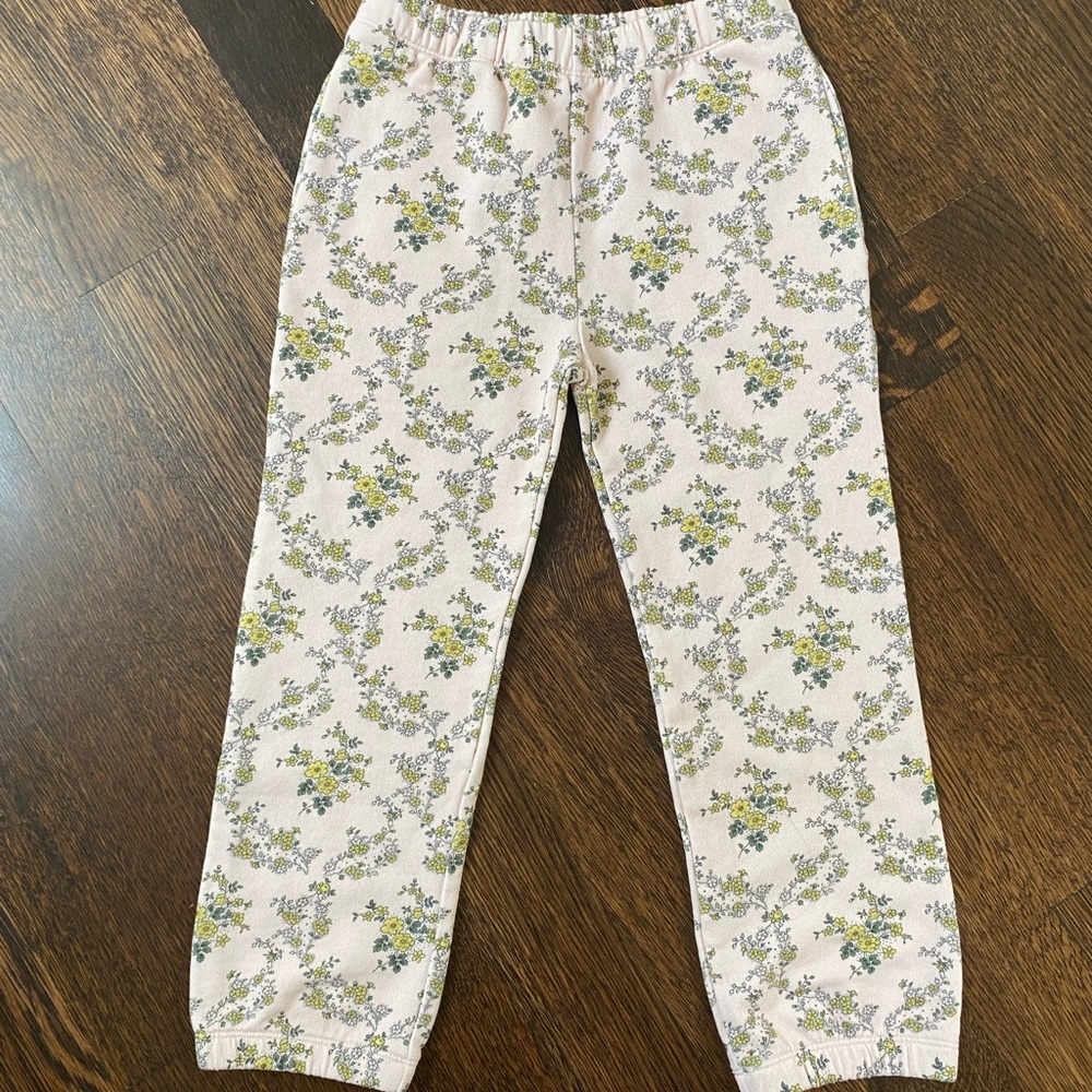 BNWT Elegant & comfortable Bonton pink floral organic cotton pants - size 8